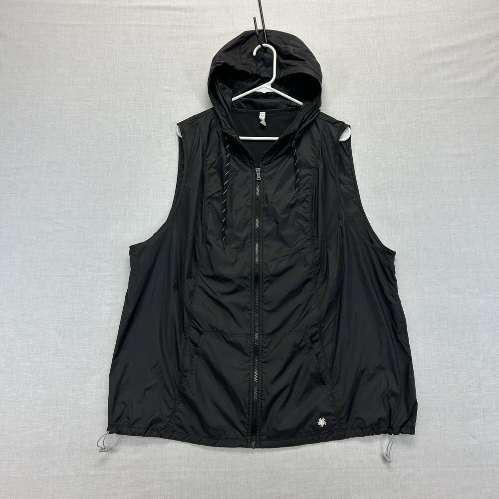 Tek Gear Running Hooded Windbreaker Vest Men's 2XL Black Pockets Adjustable Zip